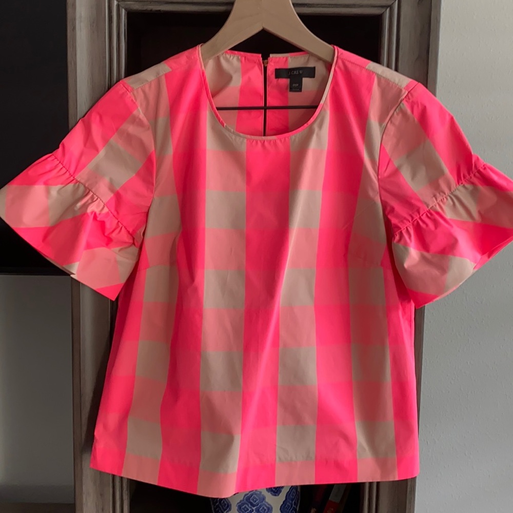 J.Crew Gingham Popover Top Size 00P